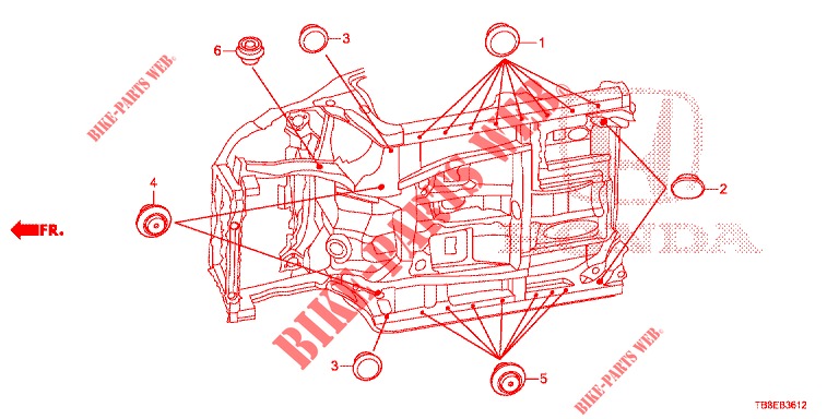 GUMMITUELLE (INFERIEUR) für Honda CIVIC TOURER DIESEL 1.6 EXGT 5 Türen 6 gang-Schaltgetriebe 2016