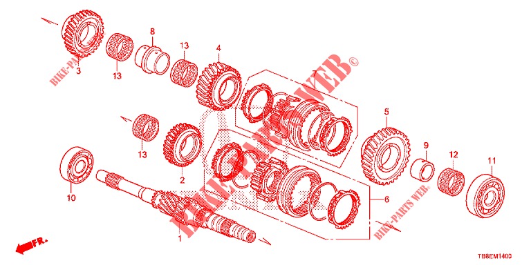 HAUPTWELLE (DIESEL) für Honda CIVIC TOURER DIESEL 1.6 EXGT 5 Türen 6 gang-Schaltgetriebe 2016