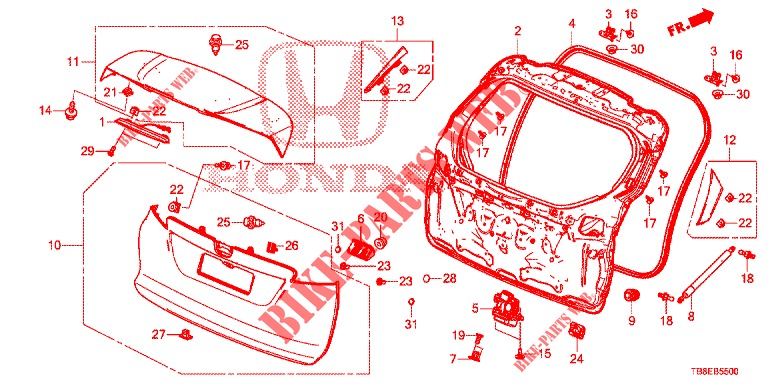 HECKKLAPPENPLATTE(2D)  für Honda CIVIC TOURER DIESEL 1.6 EXGT 5 Türen 6 gang-Schaltgetriebe 2016