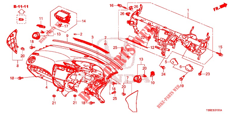 INSTRUMENTENBRETT, OBEN (RH) für Honda CIVIC TOURER DIESEL 1.6 EXGT 5 Türen 6 gang-Schaltgetriebe 2016