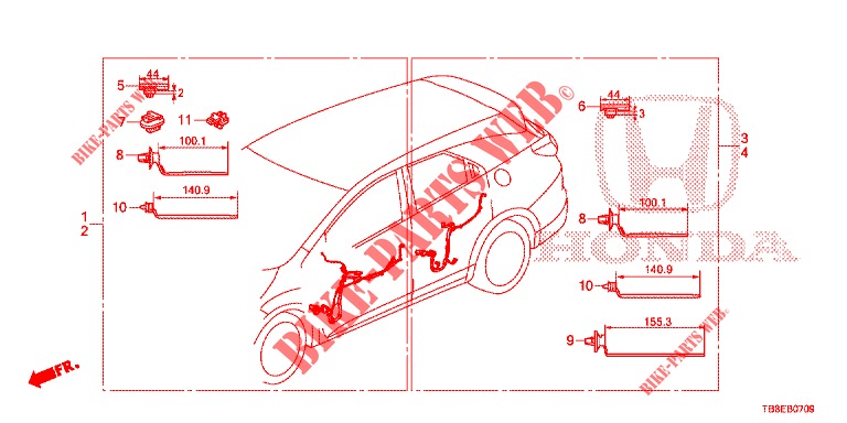 KABELBAUM (5) (RH) für Honda CIVIC TOURER DIESEL 1.6 EXGT 5 Türen 6 gang-Schaltgetriebe 2016