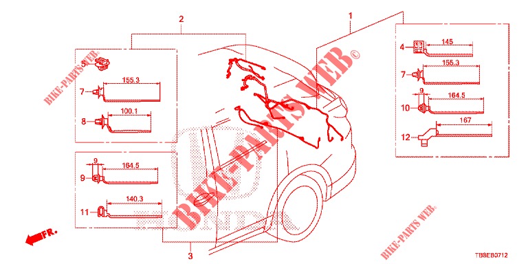 KABELBAUM (7) für Honda CIVIC TOURER DIESEL 1.6 EXGT 5 Türen 6 gang-Schaltgetriebe 2016