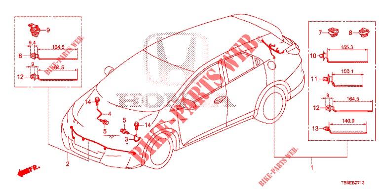 KABELBAUM (8) für Honda CIVIC TOURER DIESEL 1.6 EXGT 5 Türen 6 gang-Schaltgetriebe 2016