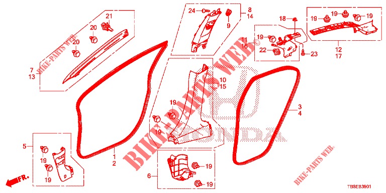 SAEULENZIERSTUECK (RH) für Honda CIVIC TOURER DIESEL 1.6 EXGT 5 Türen 6 gang-Schaltgetriebe 2016