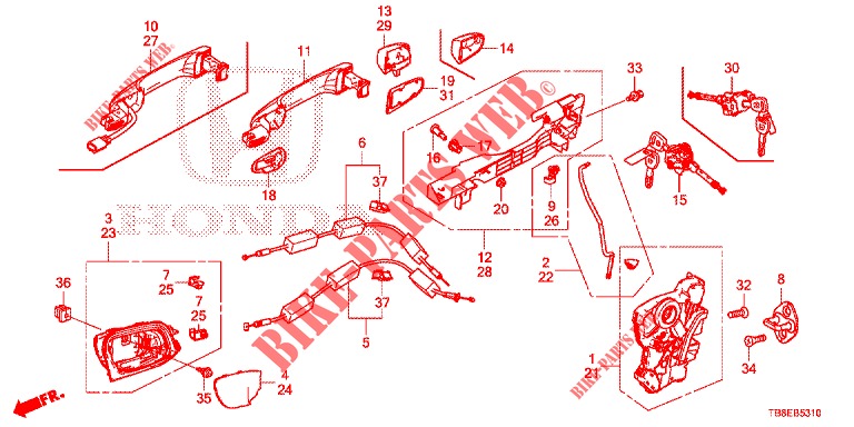 TUERSCHLOESSER, VORNE/AEUSSERER GRIFF  für Honda CIVIC TOURER DIESEL 1.6 EXGT 5 Türen 6 gang-Schaltgetriebe 2016