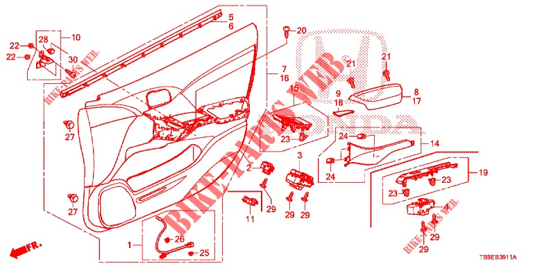TUERVERKLEIDUNG, VORNE (RH) für Honda CIVIC TOURER DIESEL 1.6 EXGT 5 Türen 6 gang-Schaltgetriebe 2016
