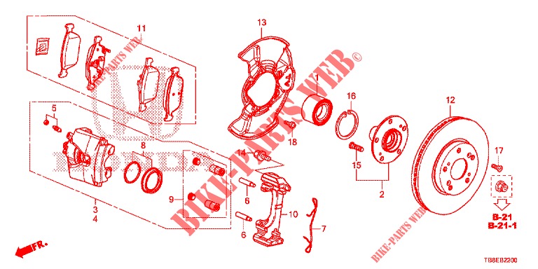 VORDERRADBREMSE  für Honda CIVIC TOURER DIESEL 1.6 EXGT 5 Türen 6 gang-Schaltgetriebe 2016