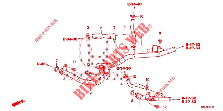WASSERSCHLAUCH/HEIZUNGSSCHACHT (DIESEL) für Honda CIVIC TOURER DIESEL 1.6 EXGT 5 Türen 6 gang-Schaltgetriebe 2016