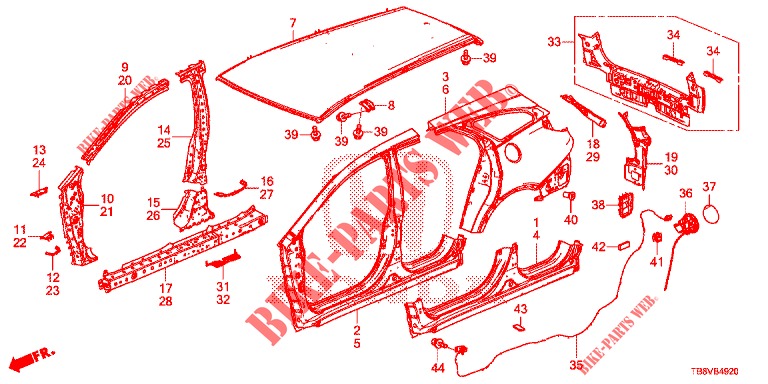 AUSSENBLECHE/TAFEL, HINTEN  für Honda CIVIC TOURER DIESEL 1.6 EXGT 5 Türen 6 gang-Schaltgetriebe 2017