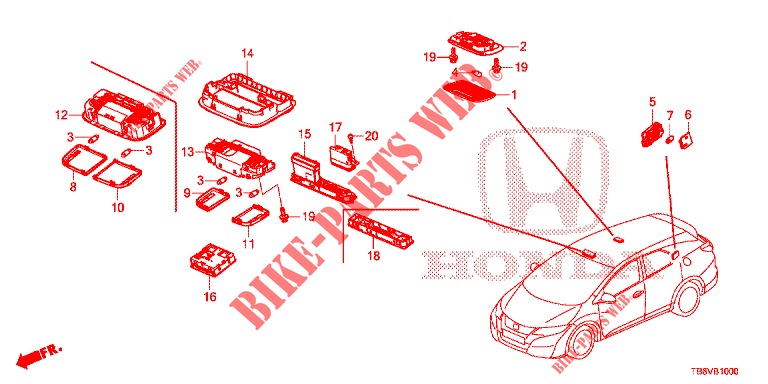 INNENLEUCHTE  für Honda CIVIC TOURER DIESEL 1.6 EXGT 5 Türen 6 gang-Schaltgetriebe 2017