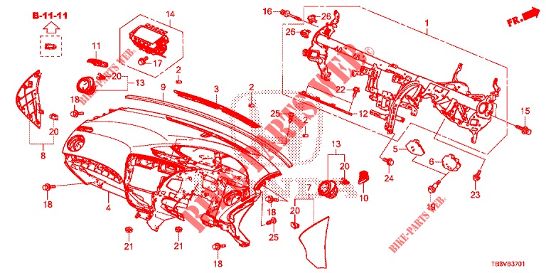 INSTRUMENTENBRETT, OBEN (RH) für Honda CIVIC TOURER DIESEL 1.6 EXGT 5 Türen 6 gang-Schaltgetriebe 2017