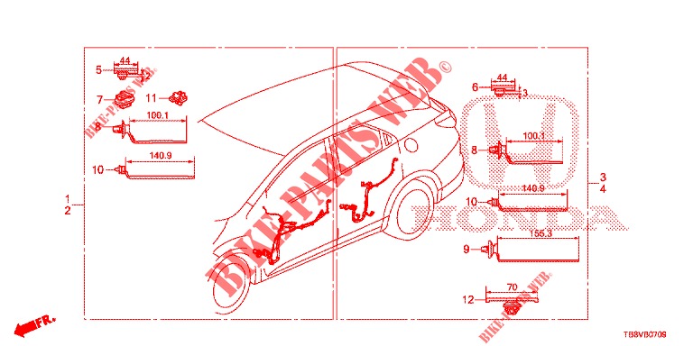 KABELBAUM (5) (RH) für Honda CIVIC TOURER DIESEL 1.6 EXGT 5 Türen 6 gang-Schaltgetriebe 2017