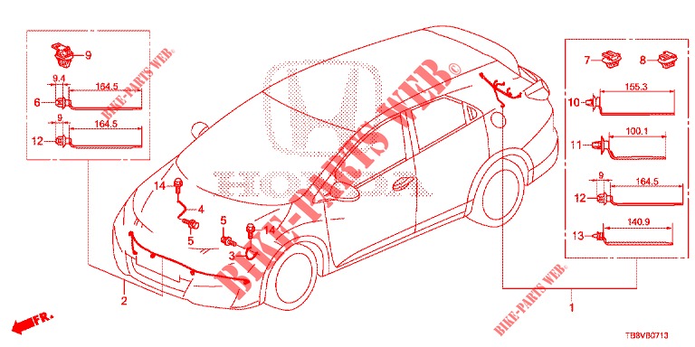 KABELBAUM (8) für Honda CIVIC TOURER DIESEL 1.6 EXGT 5 Türen 6 gang-Schaltgetriebe 2017