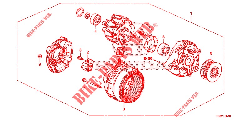 LICHTMASCHINE (DIESEL) (DENSO) für Honda CIVIC TOURER DIESEL 1.6 EXGT 5 Türen 6 gang-Schaltgetriebe 2017