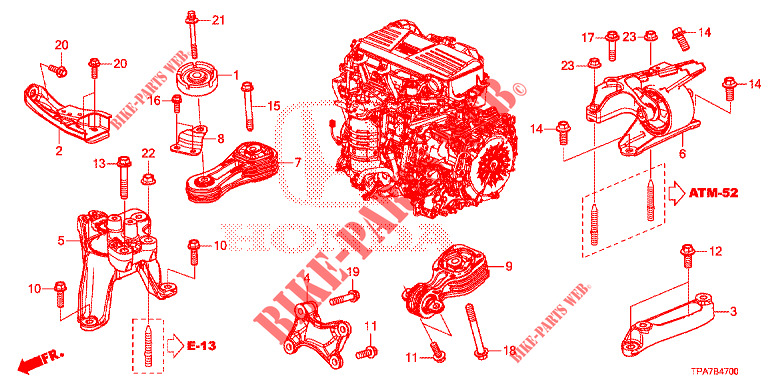 MOTORBEFESTIGUNGEN  für Honda CR-V HYBRID 2.0 BASE 5 Türen E-CVT 2020