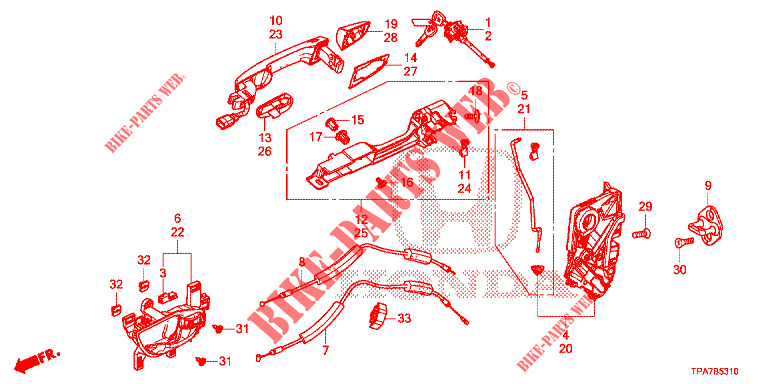 TUERSCHLOESSER, VORNE/AEUSSERER GRIFF  für Honda CR-V HYBRID 2.0 BASE 5 Türen E-CVT 2020